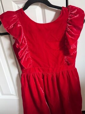 Crewcuts Red Velvet Ruffle Dress